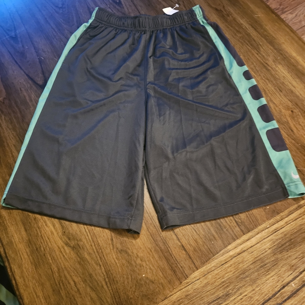 Nike Black Shorts with Green Stripes